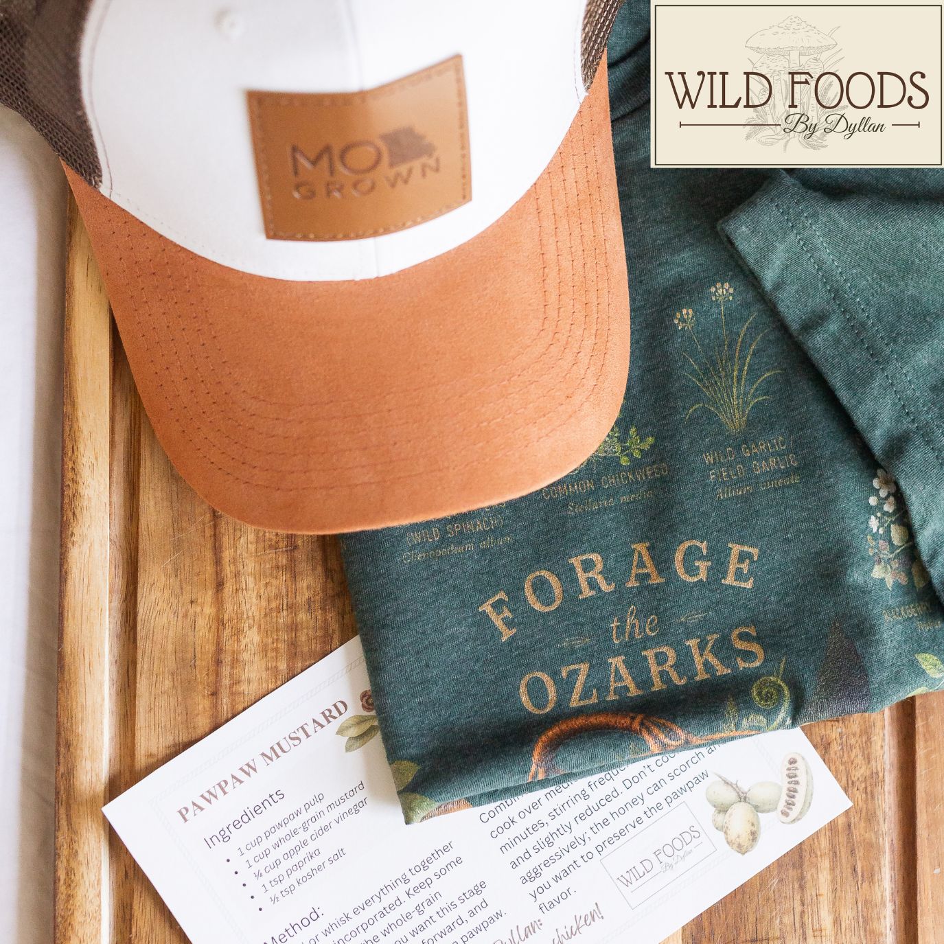 Forage the Ozarks Bundle (T Shirt, Hat & Recipe Card) with Wild Foods By Dyllan